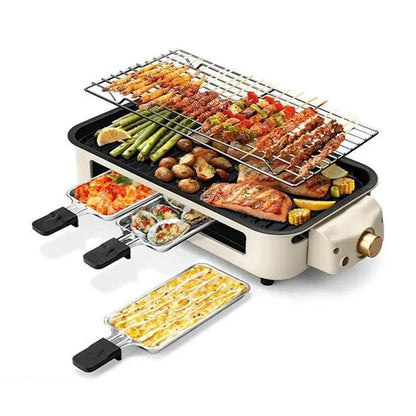 1800W 2‑in‑1 Electric Indoor Smokeless Grill & Pan, Non‑Stick Removabl