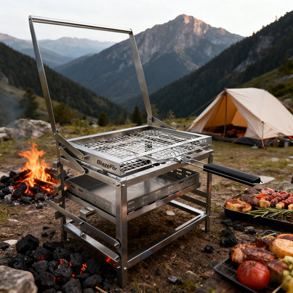 Adjustable 360° Rotating Charcoal BBQ Rotisserie Grill`