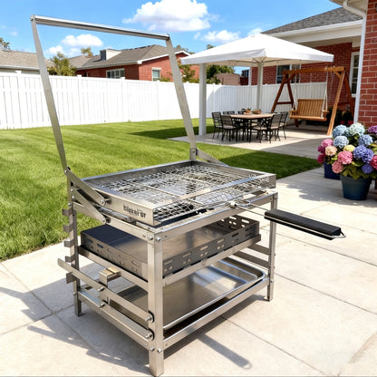 Adjustable 360° Rotating Charcoal BBQ Rotisserie Grill`