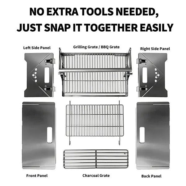 360° Rotatable Flip BBQ Grill Portable Foldable Stainless Steel Camping Outdoor Grill