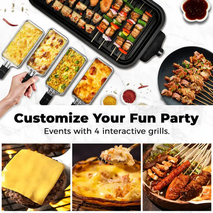 1800W 2‑in‑1 Electric Indoor Smokeless Grill & Pan, Non‑Stick Removabl