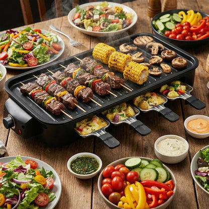 1800W 2‑in‑1 Electric Indoor Smokeless Grill & Pan, Non‑Stick Removabl