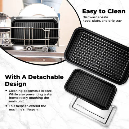 1800W 2‑in‑1 Electric Indoor Smokeless Grill & Pan, Non‑Stick Removabl
